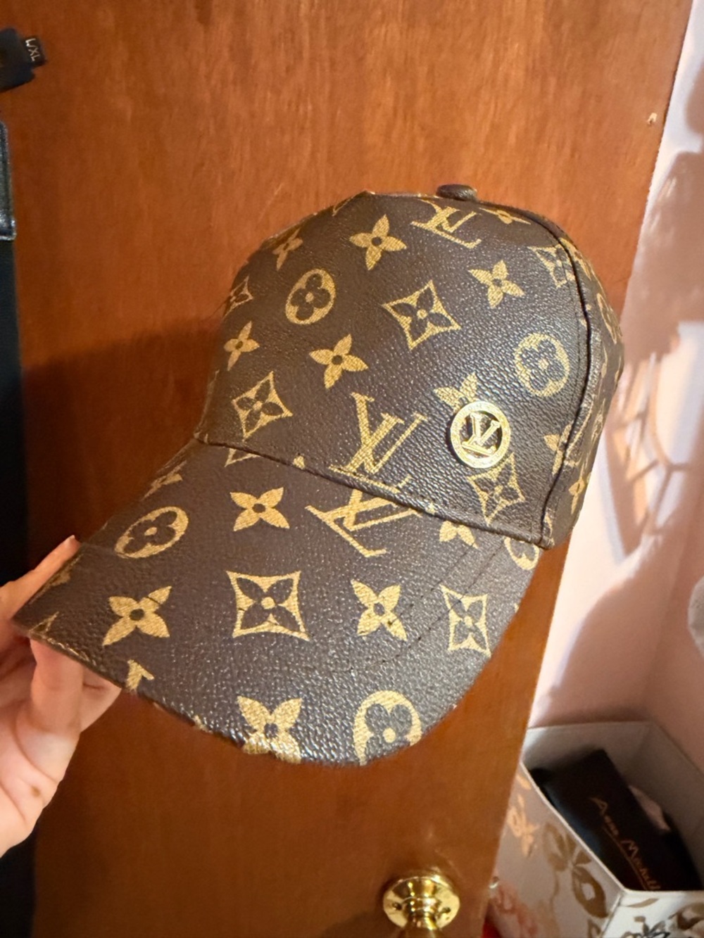 Louis Vuitton Monogram Canvas Cap in Brown and Gold